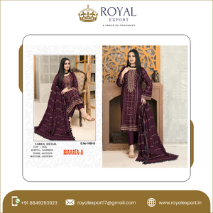 Diseñador Heavy Faux Georgette con Secuencia de cadena bordado cosido largo pakistaní Salwar Suit Collection para bodas - Product Image 4