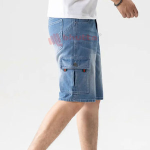 Shorts en jean pour homme, bleu uni, imprimé numérique, tendance, 100% coton, séchage rapide, vêtements décontractés d'été, fabriqués au Pakistan - Product Image 3