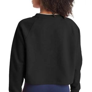 2024, venta al por mayor, Sudadera de cuello redondo negra lisa, Jersey de algodón 100, sudadera de gran tamaño, sudaderas de lana en blanco para mujer - Product Image 5