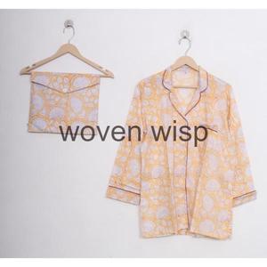 เซ็ตชุดนอนผ้าฝ้ายวาดมือสำหรับฤดูหนาวชุดชุดนอนพักผ่อนส่วนตัวออกแบบลายสก๊อตใส่สบาย - Product Image 5