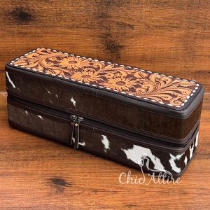 2025 nouveauté grande capacité personnalisé luxe repoussé à la main en cuir voyage étui à bijoux haute qualité peau de vache bijoux boîtes de rangement - Product Image 1