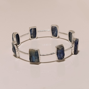 Antique 925 Sterling Silver Bangle with Natural <b>Aquamarine</b> Rough Gemstone Classic Style Wedding and Party Jewelry From Exporter - Product Image 6