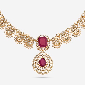 Zircon Bezel-Set <b>Necklace</b> for Wedding-Inlay Technology - Product Image 5
