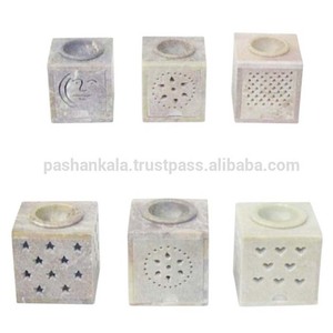 Pure Handmade Soapstone <b>Aroma</b> Oil Tea Light Holder - Product Image 1