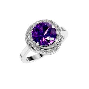 OEM ODM Custom 14K 18K Gold Lab Grown Amethyst Halo Solitaire <b>Ring</b> Classic IGI Certified 2.5 Carat Prong Setting Fine Jewelry - Product Image 5