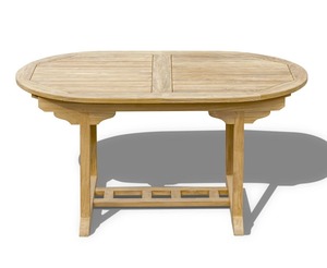 Mesa de Comedor Extensible Ovalada Moderna de Teca Sólida, Ligera, Impermeable, Resistente a los Rayos UV, para Exteriores, de Doble Hoja, Expandible de 1.5 a 2 m - Product Image 3