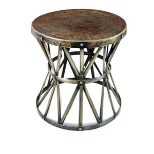 Tabouret rond industriel et vintage en métal nickelé pouf en tissu réglable pour salon, hall, villa, application domestique - Product Image 1