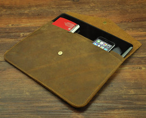 Artha LS13 Protective Full Grain Leather Business Laptop Sleeve Case Magnet Button Closure Lightweight for 13-14 <b>Inch</b> Laptops - Product Image 3