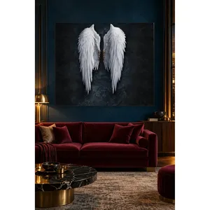Impression sur toile Fida : Ailes d'ange blanches sur fond sombre - Product Image 4