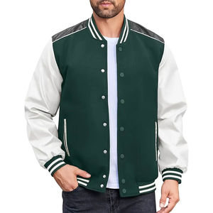 Veste universitaire en toile et laine sur mesure, service OEM, streetwear, homme, hiver, solide, mode urbaine, coupe-vent, vente - Product Image 2