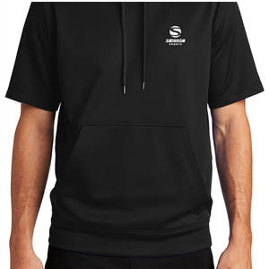 Hiver Hommes Fleece Short Sleeve Hooded Pullover Hoodie Solid Neck Cotton Blend Quick Dry Breathable Customized Logo Black - Product Image 1