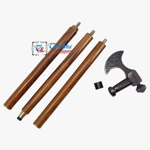 Bastón de Aluminio con Empuñadura de Cabeza Vikinga, Acabado Negro Antiguo, Estilo Victoriano, Bastón de Madera Plegable de 3 Secciones - Product Image 5