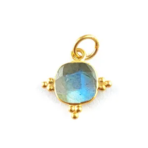 Exquisite Labradorite Cushion Pendant Sterling Silver Gold Vermeil Bezel Charms for Stunning Earrings and Necklaces For Women