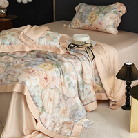 Sndon Vente chaude Ensemble de housse de couette 100% Lyocell Tencel Ensemble de literie imprimé fleurs Ensemble de draps