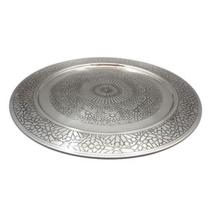 Venta caliente martillado decorativo cargador placas mejor diseño hecho a mano niquelado clásico forma redonda para el hogar Hotel café uso - Product Image 2