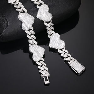 Nouvelle arrivée Chaîne Hip Hop en forme de cœur pour homme en argent sterling 925 avec diamants Moissanite et clarté VVS - Product Image 3