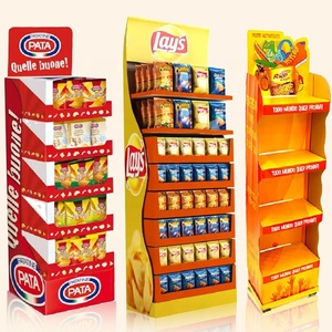 Supermarket Kardus Chip Dengan Berdiri Untuk Tampilan Camilan Kustom Tampilan Berdiri Untuk Chip, Desain Baru Rak Display Keripik kentang