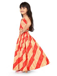 Shoryam Fashion - Lehenga Choli Rojo Bandhani para Niñas |   Traje Tradicional Étnico para Niños, para Bodas y Fiestas, Largo hasta el Suelo, de Secado Rápido - Product Image 3