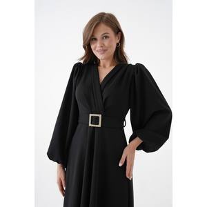 Robe midi à col croisé avec détail ceinture - Product Image 5