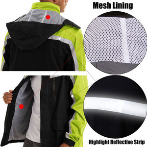 Veste de sécurité réfléchissante haute visibilité coupe-vent imperméable manteau de construction extérieur pour hommes Logo personnalisé - Product Image 6