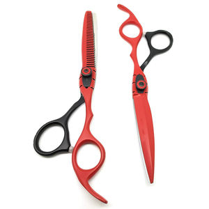 Professional Hair <b>Scissors</b> 6" Red Black Barber <b>Scissors</b> Stainless Steel Hairdressing <b>Shears</b> with PU Packing Case - Product Image 3
