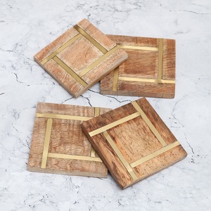 Indian HandCrafted TQC Wood <b>Round</b> <b>Table</b> Place <b>Mat</b> Hot Sale Waterproof Silver Gold Accessories Modern Style Eco Material - Product Image 2