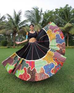 Travail de papier d'aluminium d'impression et de broderie de coton à la mode travail d'impression de Lehenga travail de papier d'aluminium de Choli et d'impression et de broderie Dupatta - Product Image 2