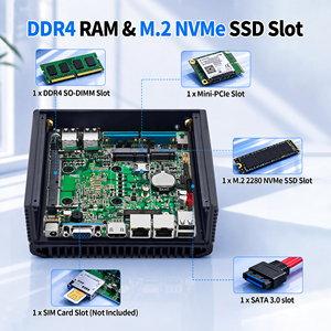 Mini PC sans ventilateur CWWK Firewall i5 8250U, 4 ports COM RS232/RS485, 2 ports Gigabit LAN, DDR4, SIM, HD, VGA, SATA3.0, <span class=keywords><strong>micro</strong></span>-ordinateur industriel - Product Image 3