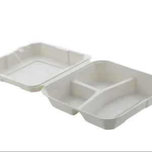 Bagazo de caña de azúcar biodegradable blanco de 9x9 pulgadas de alta calidad contenedor de alimentos compostable ecológico proveedor desechable - Product Image 1