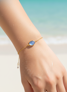 Pulsera de Lujo para Mujer, Hecha a Mano, de Plata de Ley 925 Maciza, Chapada en Oro de 18K, con Topacio Azul, para Regalo y Joyería de Fiesta - Product Image 3