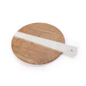 Best Quality Marble-Finished <b>Pine</b> Wood Round Cutting Board Chopping Block Home Quality Kitchen Utensil QAMAR OVERSEAS QO-1088AB - Product Image 3