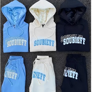 Customized Logo Printed Stacked Pants Hoodies Sets Unisex Best Quality Tracksuit Embroidery Jogging <b>Suit</b> - Product Image 6