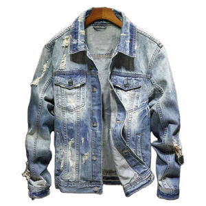 Streetwear <b>Mens</b> Denim <b>Jacket</b> Solid Color <b>Black</b> Coat Outdoor Wear Ripped <b>Jean</b> <b>Jackets</b> for <b>Men</b> <b>Mens</b> <b>Jacket</b> - Product Image 1