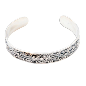 Vente en gros de bijoux Boho Minimalist Design Floral 925 Sterling Silver Cuff Bracelet Bijoux de mode pour elle - Product Image 1