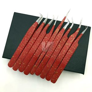 Pince à épiler d'extension de cils professionnelle en acier inoxydable japonais durable marron Volume fin pointu - Product Image 2