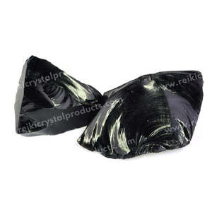 Black Obsidian <b>Raw</b> Stones for Feng Shui <b>Crystal</b> Healing - Product Image 1