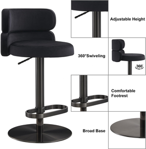 Bán buôn sang trọng nhung đen xoay thanh phân với thoải mái hình bầu dục chỗ để chân cho phòng khách nhà quầy bar - Product Image 3