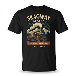 T-shirt Skagway Alaska Steam Train Gateway, set regalo culturale e turistico che si concentra sulla storia di Klondike - Product Image 2