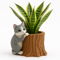 WeiVista – Pot de fleurs personnalisable en résine, jardinières d'intérieur, modèles chien, chat, lapin, fait main, peint à la main, décoration de jardin