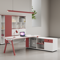 Bureau de direction en L de haute qualité avec armoire de rangement, bureau moderne blanc pour la maison ou le bureau du directeur