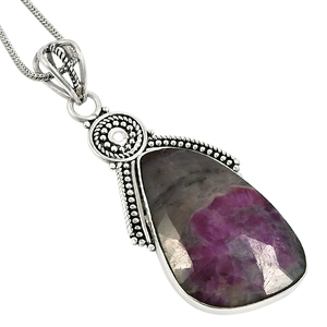 Nouveauté Design de luxe en argent sterling 925 rubis zoisite pierre précieuse conception unique pendentif bijoux faits à la main prix d'usine direct - Product Image 1