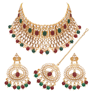 Timeless Treasure <b>Kundan</b> Choker Necklaces Set - Product Image 3