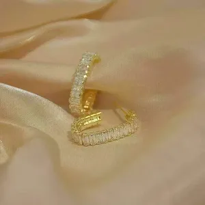 ต่างหูห่วงเพชรเม็ดกลมสีเงิน925ชุบทองสำหรับสไตล์ฮิปฮอปสำหรับงานแต่งงานของขวัญหมั้น - Product Image 2