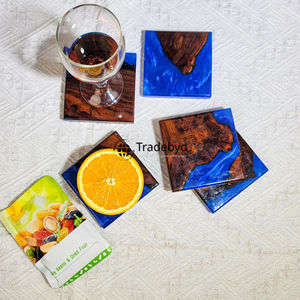 Ensemble de dessous-de-verre en résine carrée de luxe faits à la main, décoratifs, résistants à la chaleur, couleurs personnalisables, dessous-de-verre pour boissons Tradebyd - Product Image 2