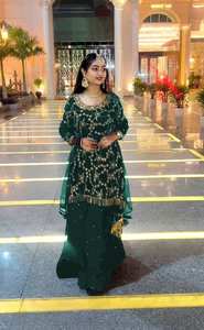 Belle couleur verte Georgette Lehenga Choli robe avec broderie lourde et lourde Georgette dentelle travail Net Dupatta femmes - Product Image 2