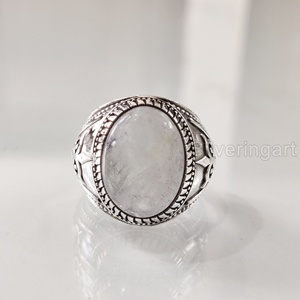 Bague en argent sterling 925 pour homme, avec pierre de lune arc-en-ciel naturelle bleue feu, pierre de naissance de juin, bijou fin et massif, vente en gros - Product Image 5