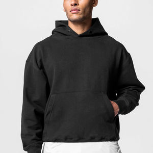 2024 hommes haute qualité coton pull à capuche tissu épais personnalisé goutte épaule polaire surdimensionné en relief impression 3D à capuche - Product Image 6