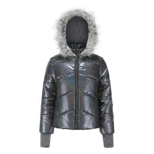 High Street nouveauté femmes coton brillant doudounes pour noël et nouvel an Bomber Style décontracté automne vêtements d'extérieur - Product Image 4