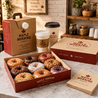 Boîtes à donuts personnalisées AT PACK avec fenêtre et poignée, emballages de boulangerie haut de gamme pour donuts, cafés et desserts