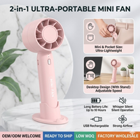 Mini ventilateur portable T10, 3 vitesses, rechargeable par USB, avec base de bureau, petit ventilateur de poche, cadeau promotionnel, vente en gros
